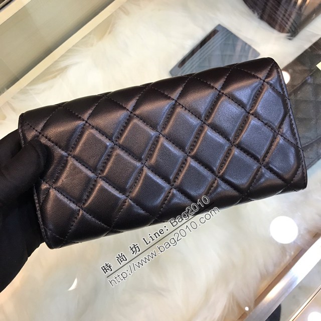 Chanel專櫃經典款女士錢包拉鏈包 香奈兒小羊皮菱格紋cf長款翻蓋錢包80758 djc7047